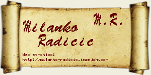 Milanko Radičić vizit kartica